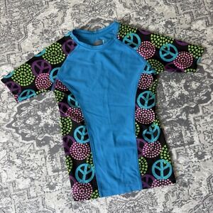 O'Rageous Rash Guard UPF 50+ Swim Shirt Short Sleeve Youth XS Peace Sign